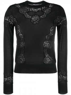 Блузка с кружевным воротником Dolce & Gabbana. Цвет: черный