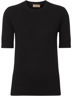 Кашемировый ребристый свитер с короткими рукавами Burberry. Цвет: черный