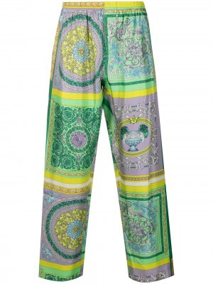 Пижамные брюки с принтом Baroque Versace. Цвет: зеленый