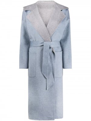 Пальто тонкой вязки с поясом Liska. Цвет: синий