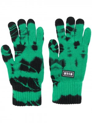 Трикотажные перчатки с узором тай-дай MSGM. Цвет: зеленый