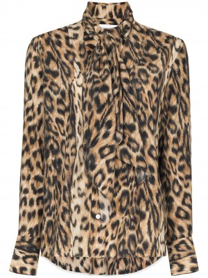 Рубашка с леопардовым принтом и шарфом Victoria Beckham. Цвет: нейтральные цвета