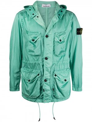 Атласная куртка с капюшоном Stone Island. Цвет: зеленый