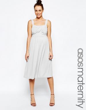 Платье миди для беременных ASOS Maternity. Цвет: серый