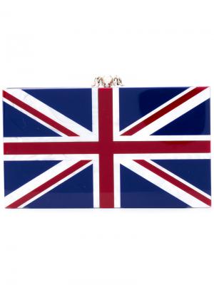 Клатч с расцветкой Английского флага Charlotte Olympia. Цвет: синий