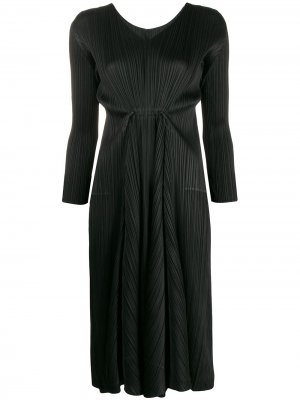 Плиссированное платье миди с длинными рукавами Pleats Please Issey Miyake. Цвет: черный