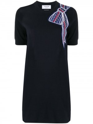 Трикотажное платье с вышивкой Thom Browne. Цвет: синий