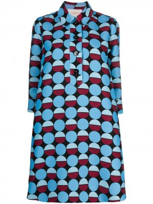 Платье-рубашка мини Artemis с принтом La Doublej. Цвет: синий