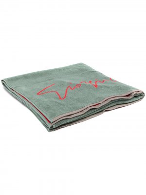 Пляжное полотенце с логотипом Giorgio Armani. Цвет: зеленый