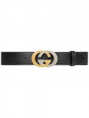 Ремень с металлическим логотипом Gucci. Цвет: черный