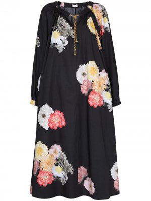 Платье Myra с цветочным принтом и цепочкой Rejina Pyo. Цвет: черный