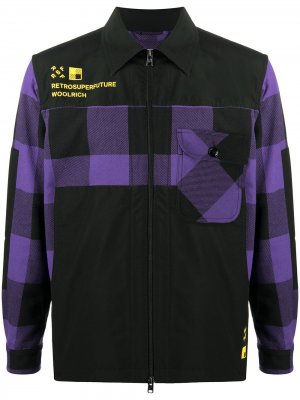 Куртка-рубашка с клетчатыми вставками Retrosuperfuture. Цвет: фиолетовый