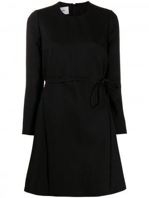 Платье с длинными рукавами и поясом Valentino. Цвет: черный