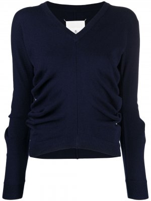 Пуловер с V-образным вырезом Maison Margiela. Цвет: синий