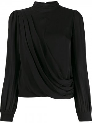 Блузка асимметричного кроя с драпировкой Michael Kors. Цвет: черный