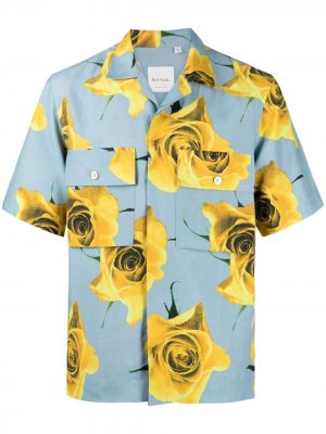 Рубашка с короткими рукавами и цветочным принтом PAUL SMITH. Цвет: синий