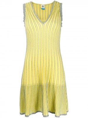 Платье миди в полоску с эффектом металлик M Missoni. Цвет: желтый