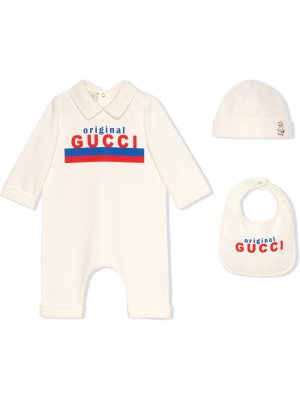 Комплект из трех предметов с принтом Original Gucci Kids. Цвет: белый