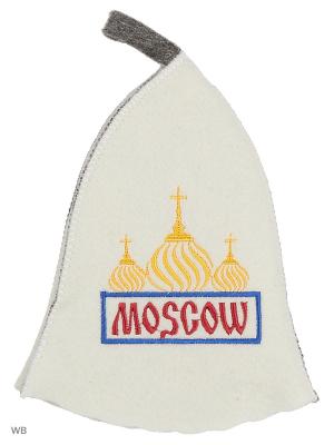 Шапка для бани с вышивкой в косметичке Moscow Метиз. Цвет: белый, серый