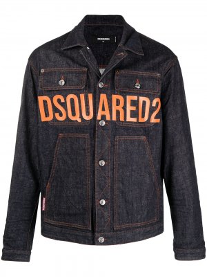 Джинсовая куртка с логотипом Dsquared2. Цвет: синий