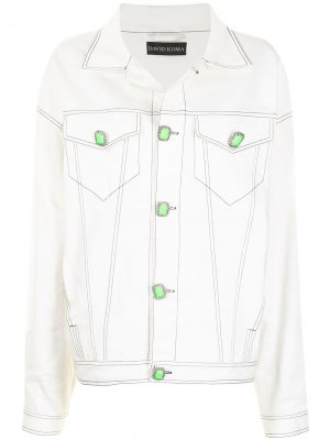 Джинсовая куртка оверсайз с декоративной строчкой David Koma. Цвет: белый
