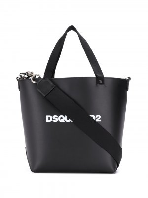 Маленькая сумка-тоут с логотипом Dsquared2. Цвет: черный