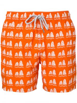 Пляжные шорты с принтом Capricode. Цвет: жёлтый и оранжевый