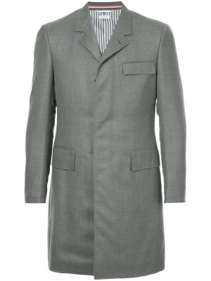 Пальто с высокой проймой Chesterfield Thom Browne. Цвет: серый