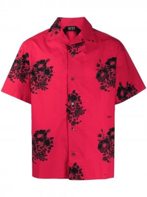 Рубашка с короткими рукавами и цветочным принтом Nº21. Цвет: красный