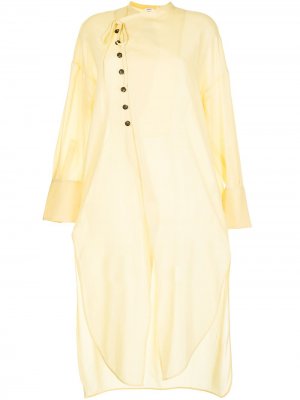 Платье-рубашка со смещенной застежкой Enföld. Цвет: желтый