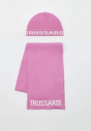Шапка и шарф Trussardi Junior. Цвет: розовый