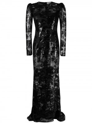 Приталенное платье с цветочным декором Giuseppe Di Morabito. Цвет: черный