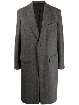 Однобортное пальто с узором в елочку Valentino. Цвет: серый