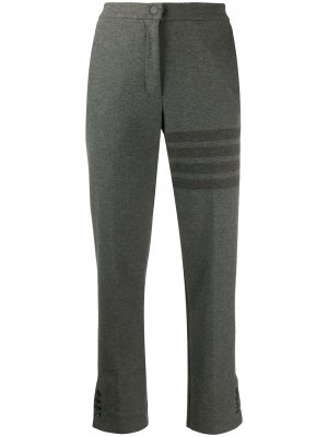 Твиловые брюки с полосками 4-Bar Thom Browne. Цвет: серый