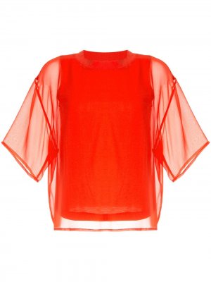 Полупрозрачный топ с короткими рукавами CK Calvin Klein. Цвет: оранжевый