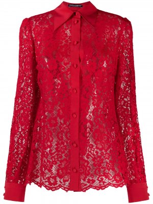 Кружевная рубашка Cordonetto Dolce & Gabbana. Цвет: красный