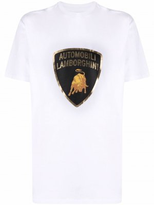 Футболка с логотипом Automobili Lamborghini. Цвет: белый