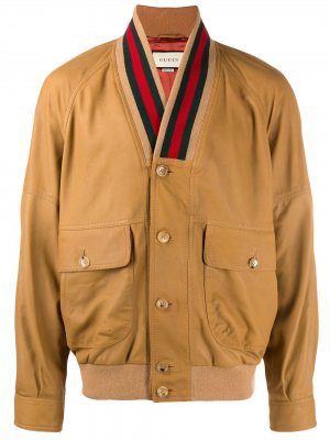 Куртка с отделкой Web Gucci. Цвет: коричневый