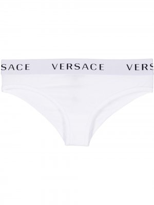 Трусы-брифы с логотипом Versace. Цвет: белый