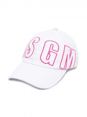 Шестипанельная кепка с логотипом MSGM Kids. Цвет: белый