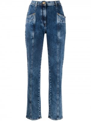 Зауженные джинсы со вставками Versace. Цвет: синий