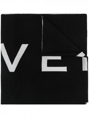 Двухцветный шарф с логотипом Givenchy. Цвет: черный