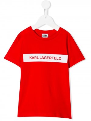 Футболка с круглым вырезом и логотипом Karl Lagerfeld Kids. Цвет: красный