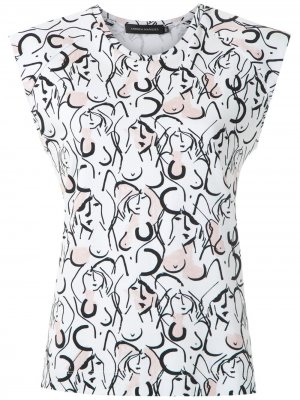 Блузка со структурированными плечами и рукавами-реглан Andrea Marques. Цвет: белый