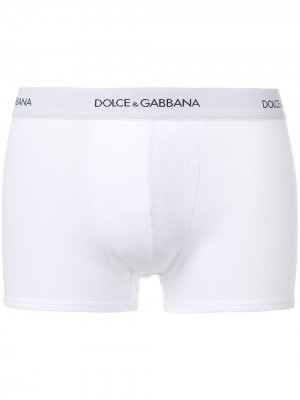 Боксеры с логотипом на поясе Dolce & Gabbana. Цвет: белый